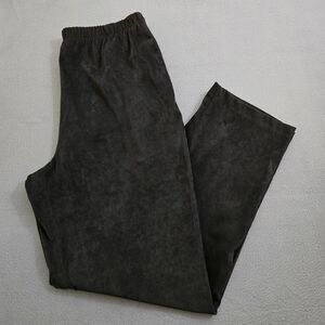 Susan Graver Style Women M Black Velvet Straight Leg Elastic Waist Pants